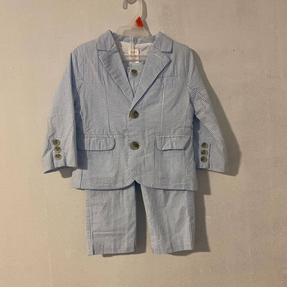 Gymbore 2piece Suit Toddler Boys Size 18-24m Linen Blue And White New W/O Tag